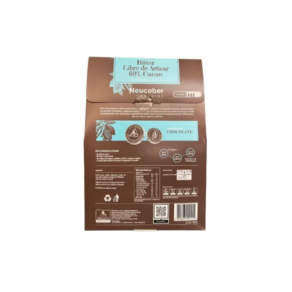 chocolate neucober bitter 85% cacao sin azúcar