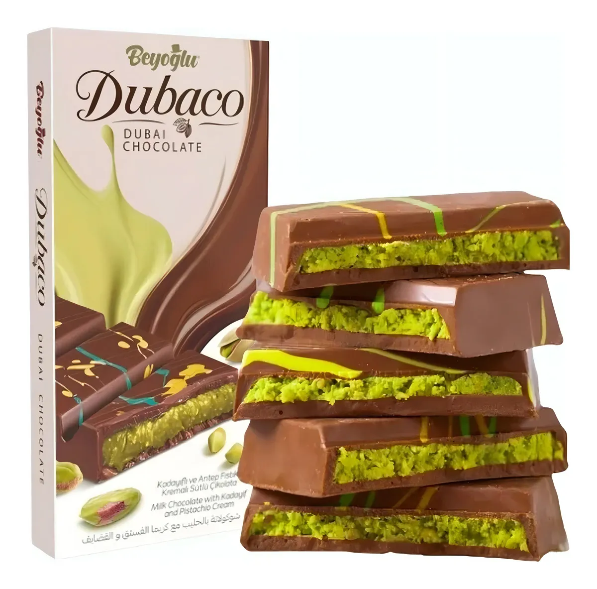 Chocolate Dubaco Dubai con Pistacho y Kadayif Crujiente 95g 1 chocolate Dubaco Dubai La Soberanía