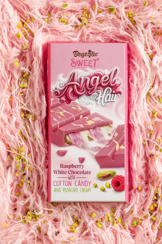 Chocolate Beyoglu Cabello de Ángel Frambuesa y Pistacho 95g 3 Angel Hair Beyoglu